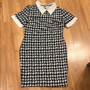 Classic Black and White Houndstooth Dress